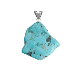 0615525061 Turquoise pendant (stab.), flat nugget, 3.0 - 4.0 cm, rhodiniert | Marco Schreier