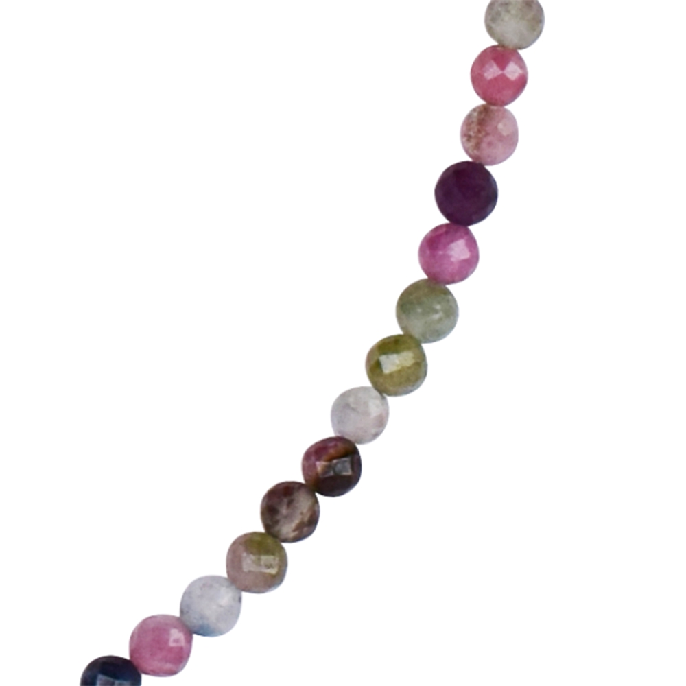 Collana con pallina di tormalina (colorata) (3,5 mm) sfaccettata, rodiata, catena di prolungamento