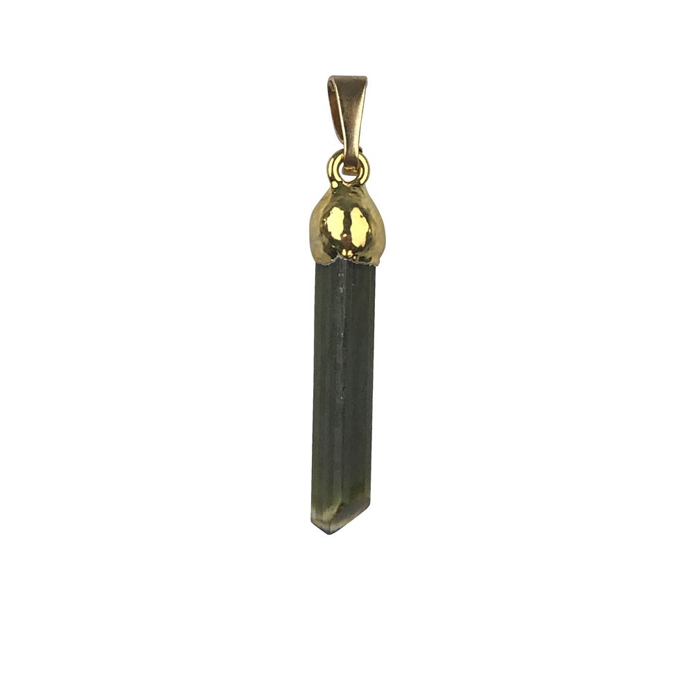 Tourmaline (green) pendant, rough crystal (15mm), 2.5 - 3.0cm, electroplated cap