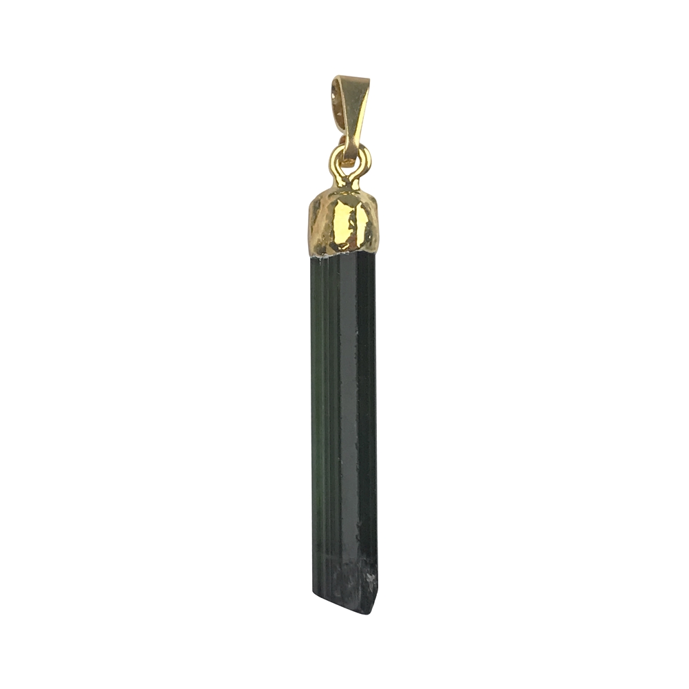 Tourmaline (green) pendant, rough crystal (15mm), 3.5 - 4.5cm, galvanic cap