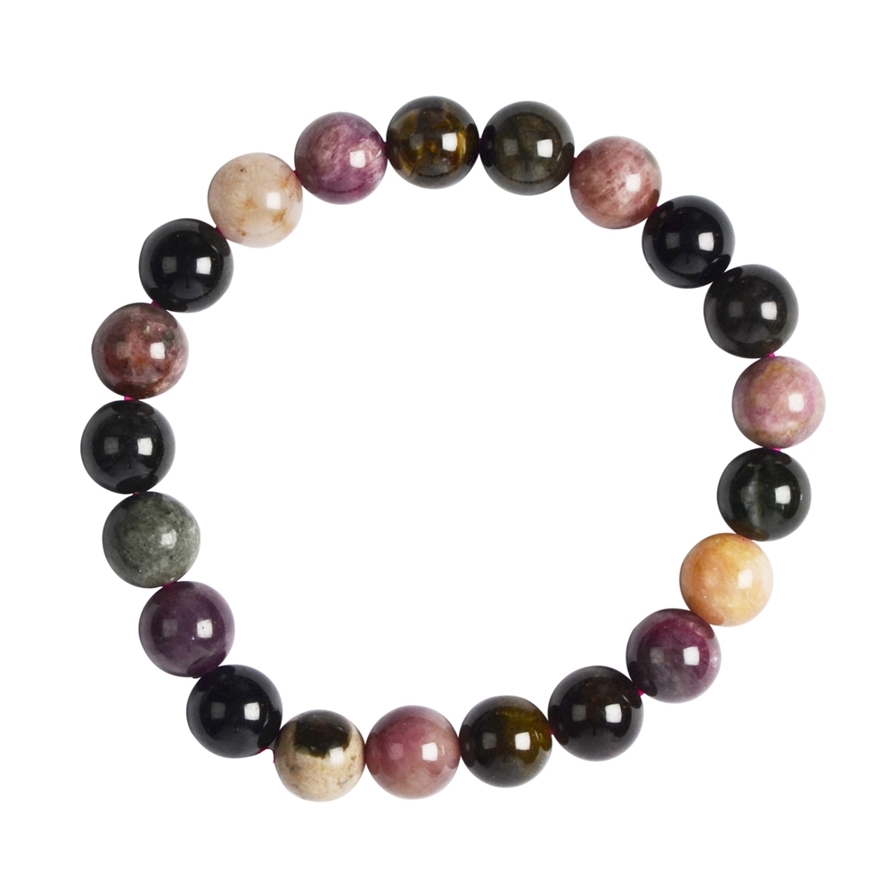 Bracelet, Tourmaline (multicolored), 08 - 09mm beads