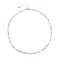 Bracelet Tourmaline (multicolour) beads (3mm), faceted rhodiniert, extension chain