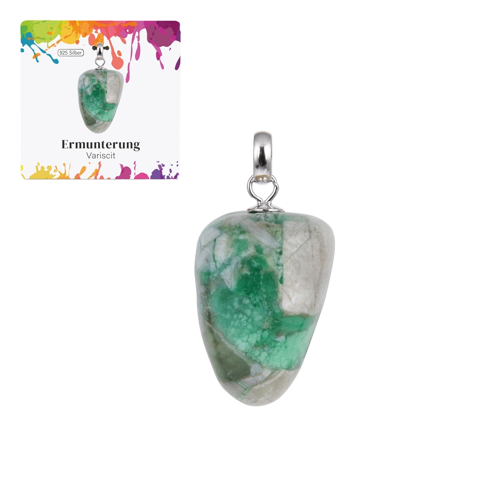 Variscite pendant, Tumbled Stone small, rhodiniert