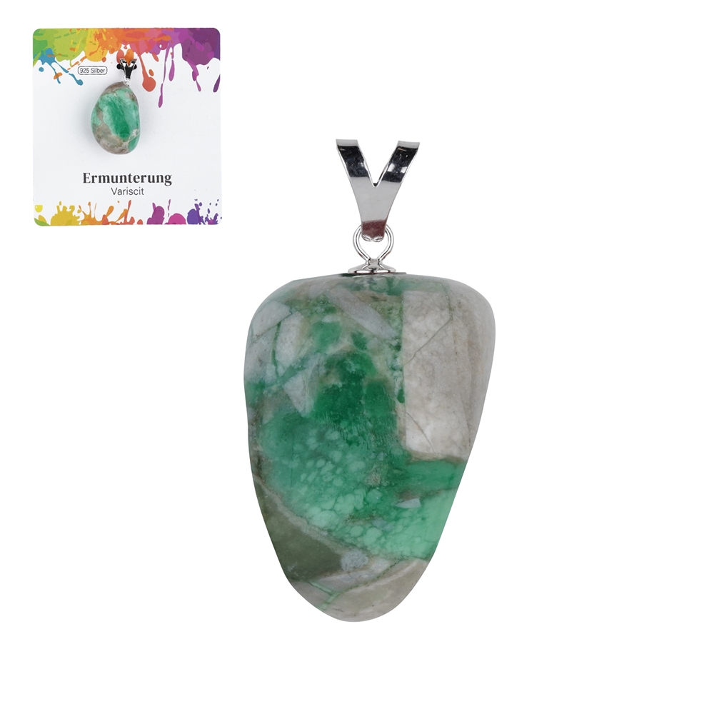 0616025107 Variscite pendant, large Tumbled Stone, rhodiniert | Marco Schreier