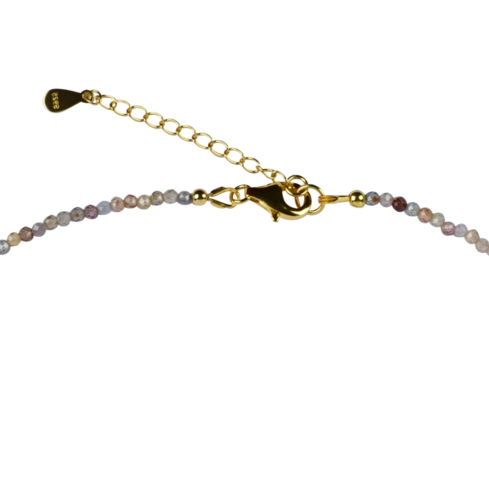 Necklace Zircon (natural), beads (2mm), faceted, gold plated, extension chain