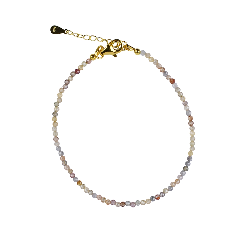 Necklace Zircon (natural), beads (2mm), faceted, gold plated, extension chain