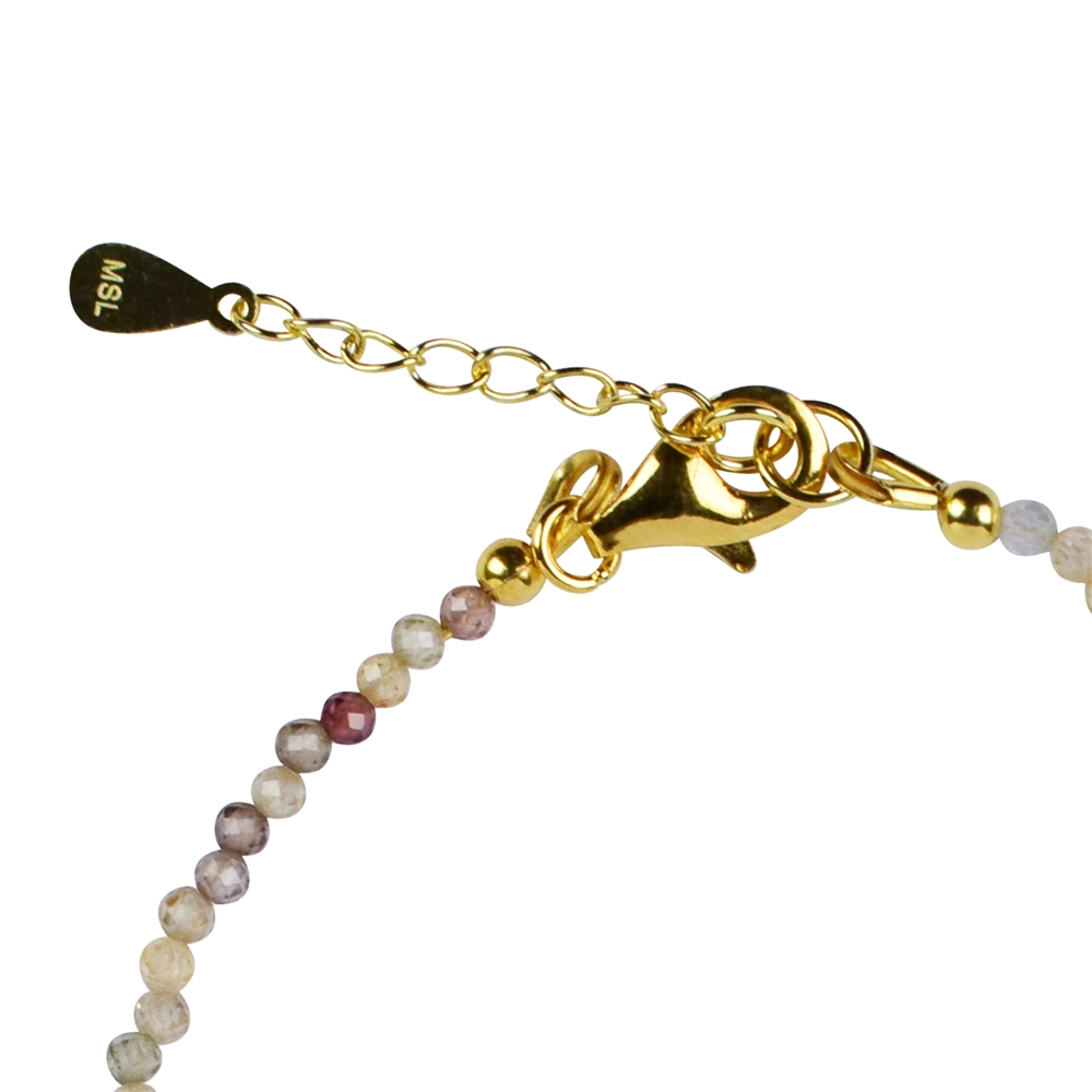 Bracelet Zircon beads (2mm) faceted, gold plated, extension chain