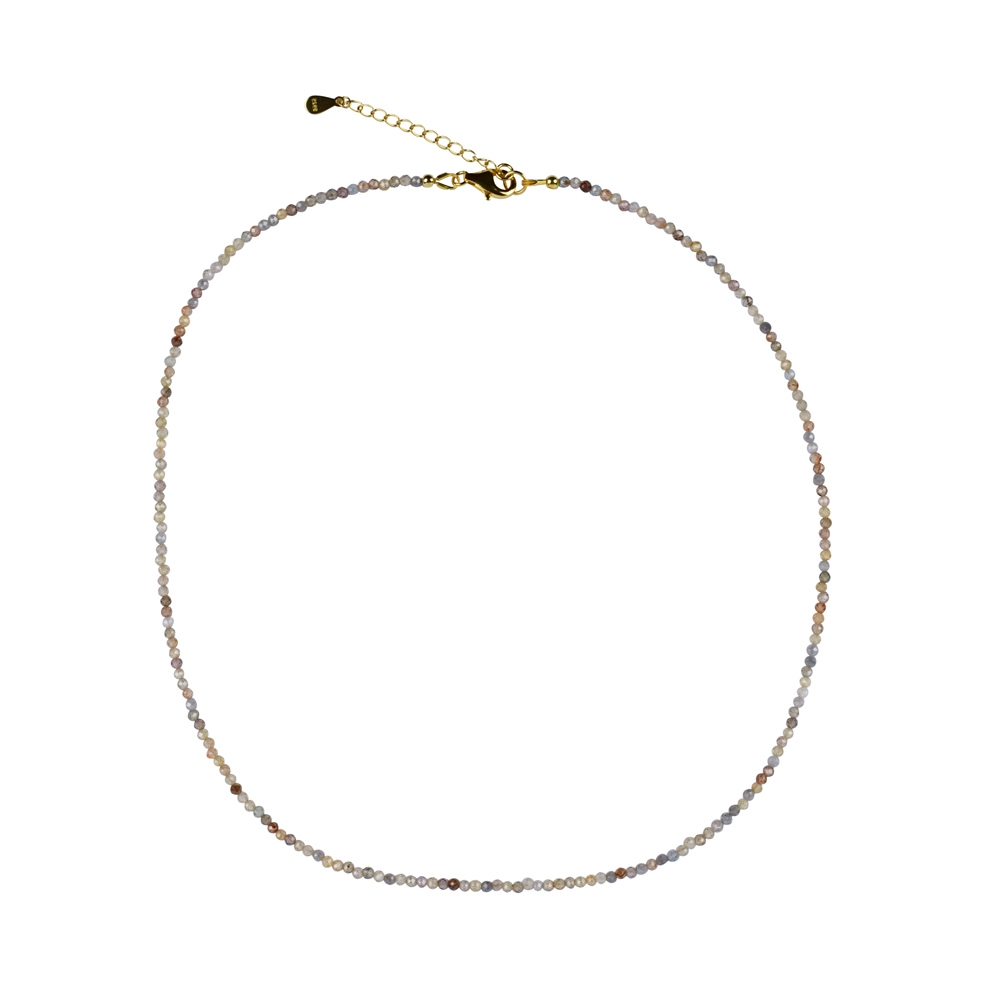 Bracelet Zircon beads (2mm) faceted, gold plated, extension chain