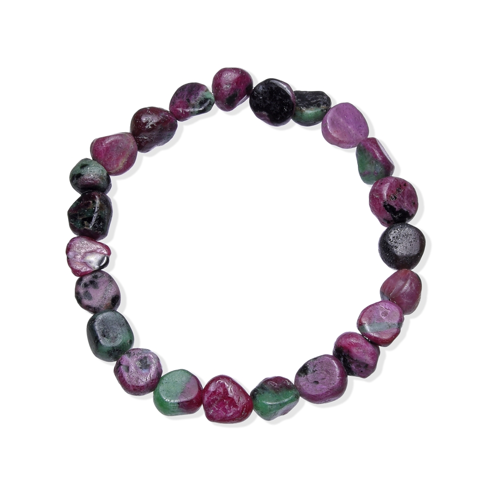 Bracelet, Zoisite with Ruby, 07 - 09mm nuggets