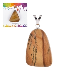 0616425107 Jasper (picture jasper) pendant, large Tumbled Stone, rhodiniert | Marco Schreier