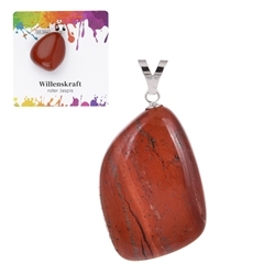 0616525107 Jasper (red) pendant, large Tumbled Stone, rhodiniert | Marco Schreier