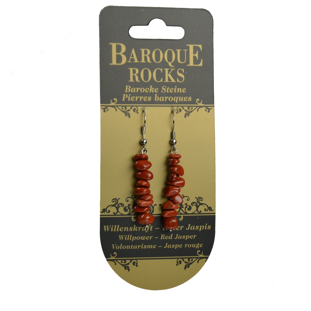 Boucles d'oreilles avec crochets Baroque Classic Jaspe rouge "Volonté", 1 rang