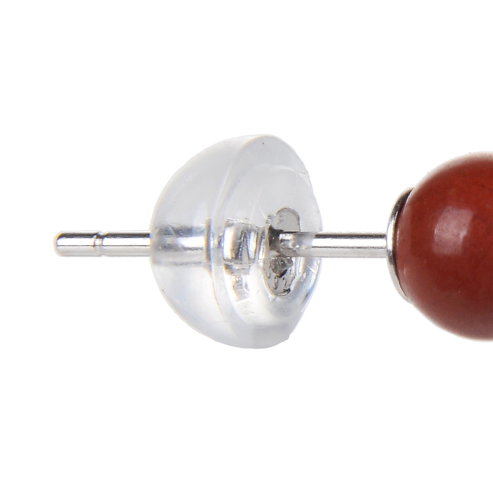 Earstud Jasper (red), ball, 4mm, rhodium plated