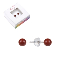 0616545104 Earstud Jasper (red), ball, 4mm, rhodium plated | gems, healing stones & jewelry