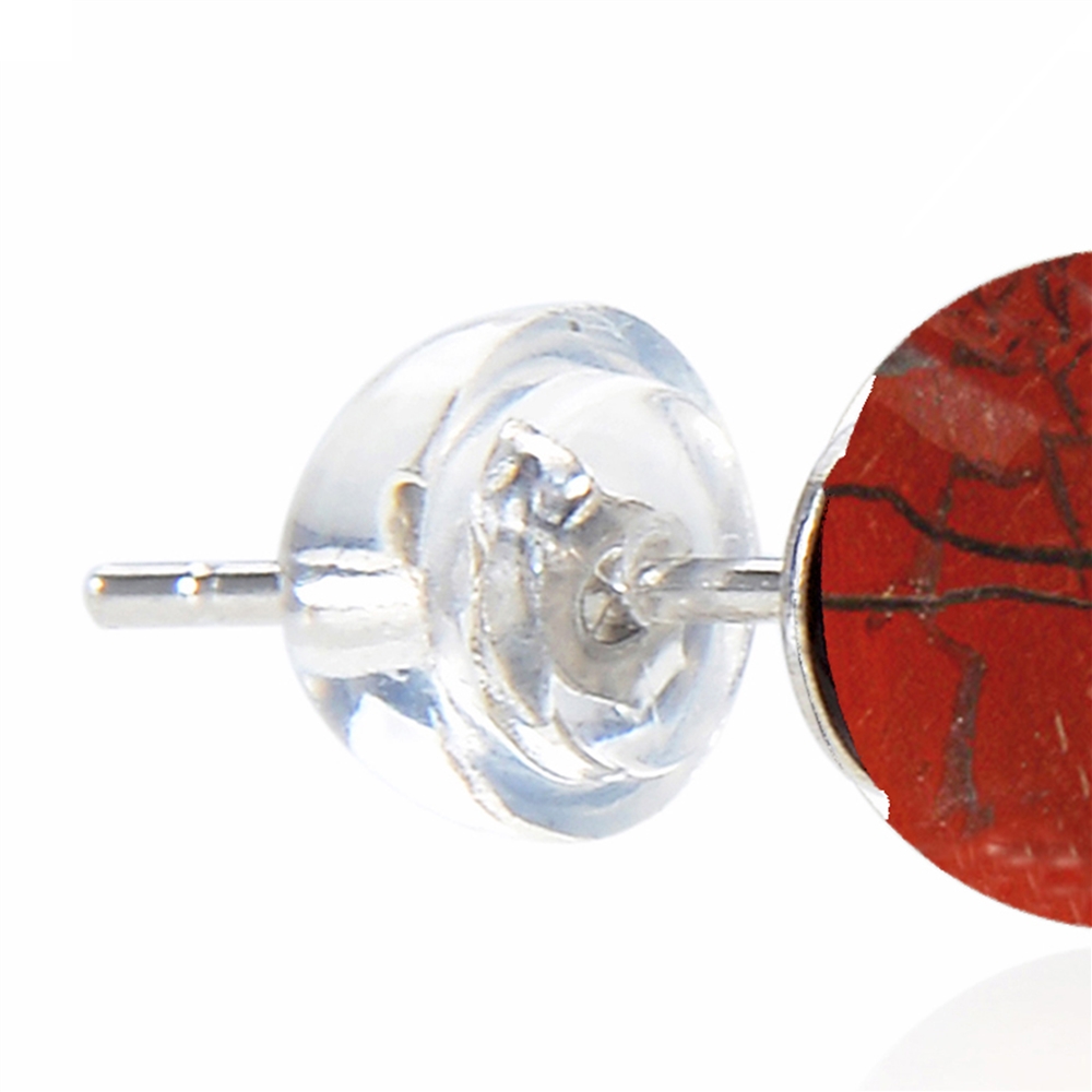 Clous d'oreilles Jaspe (rouge), boule, 6mm, rhodié