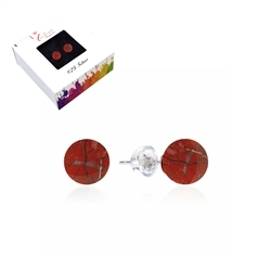 0616545106 Earstud Jasper (red), ball, 6mm, rhodium plated | gems, healing stones & jewelry