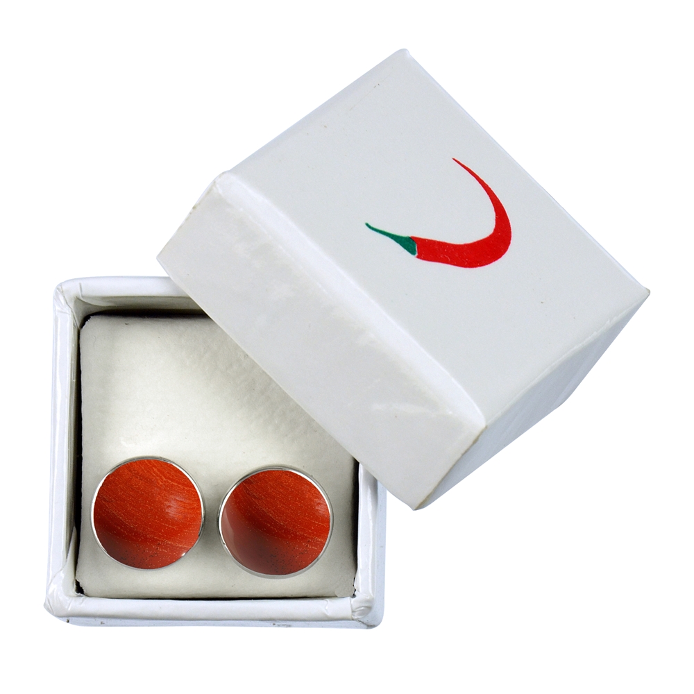 Perno auricolare diaspro (rosso), cabochon, 8 mm