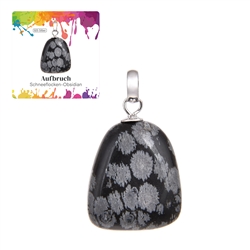 0617125106 Pendant Obsidian (snowflake obsidian), Tumbled Stone small, rhodiniert | Marco Schreier