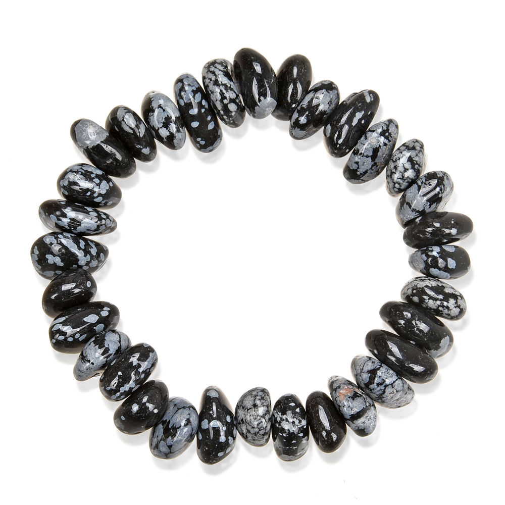 Bracciale, ossidiana (ossidiana a fiocco di neve), pepite 06-09 x 14-18 mm