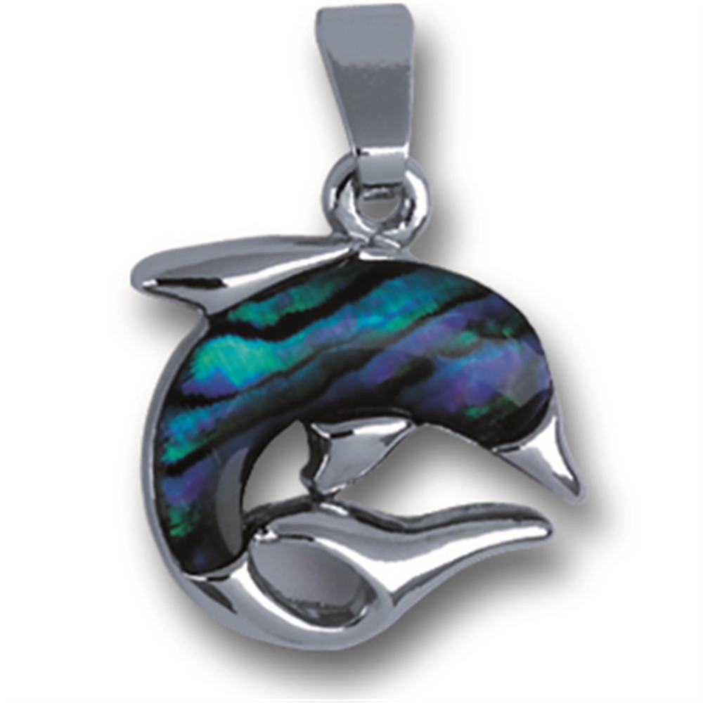 Pendant dolphin small, Paua Shell, with chain