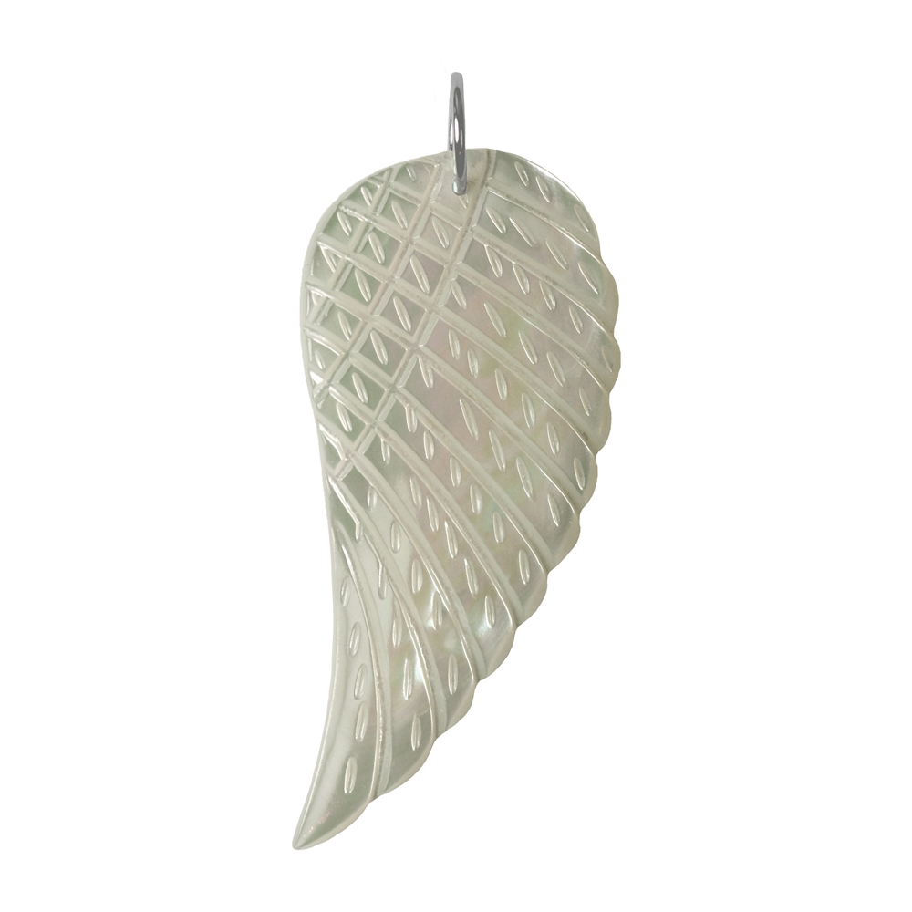 Ciondolo ali d'angelo in madreperla (chiaro), 6,0 cm, destra