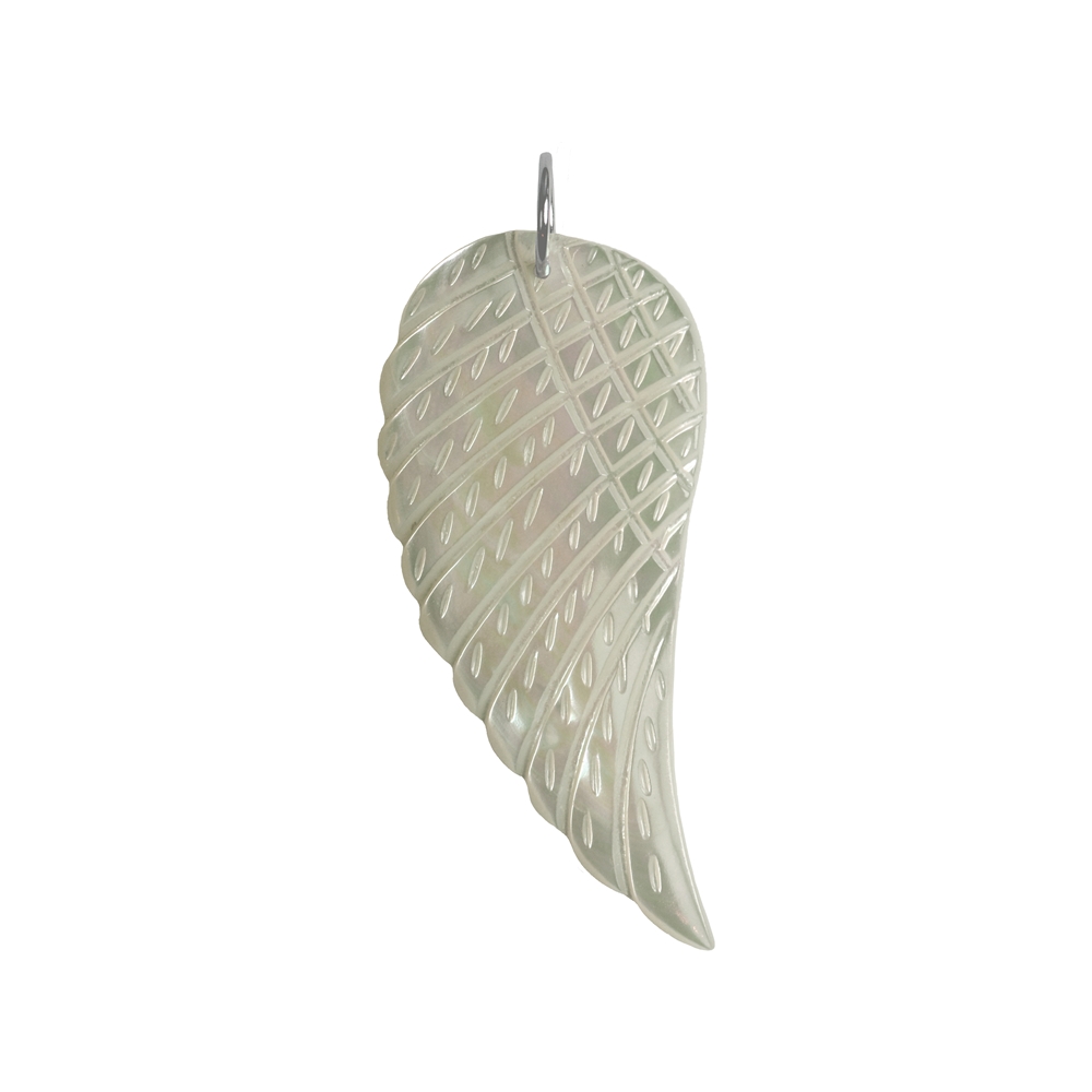 Ciondolo ali d'angelo in madreperla (chiaro), 4,6 cm, sinistra