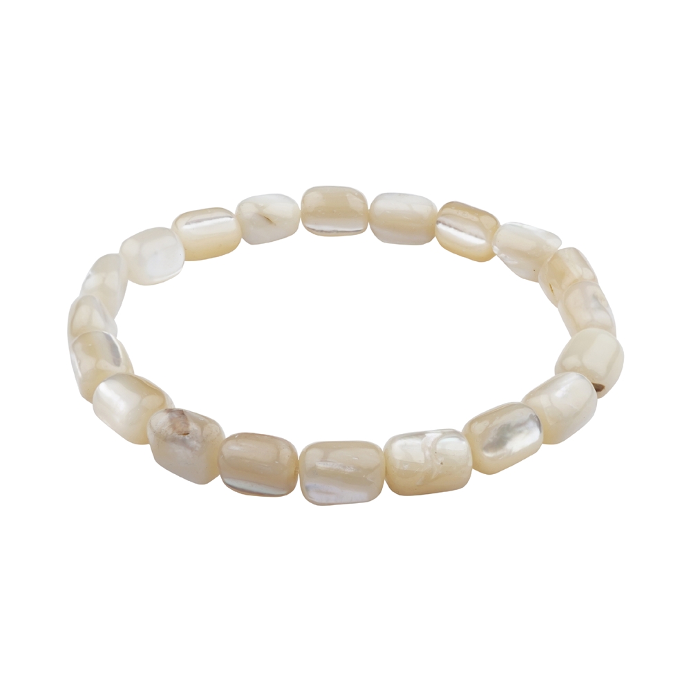 Bracelet, nacre (claire), 09 x 07mm Tonneau