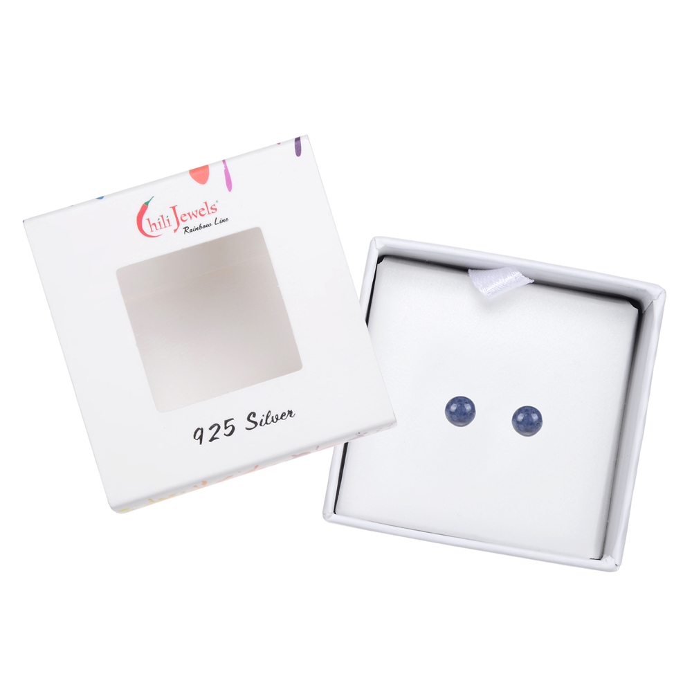 Earstuds Dumortierite, ball, 4mm, rhodiniert | wholesaler gems &amp; healing stones