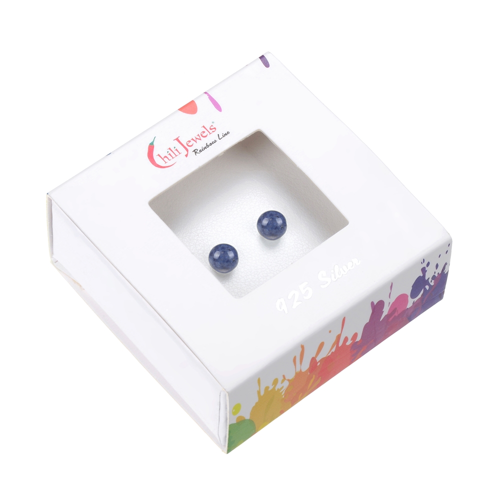 Earstuds Dumortierite, ball, 4mm, rhodiniert | wholesaler gems &amp; healing stones