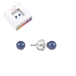 0618345104 Earstud Dumortierite, ball, 4mm, rhodium plated | gems, healing stones & jewelry