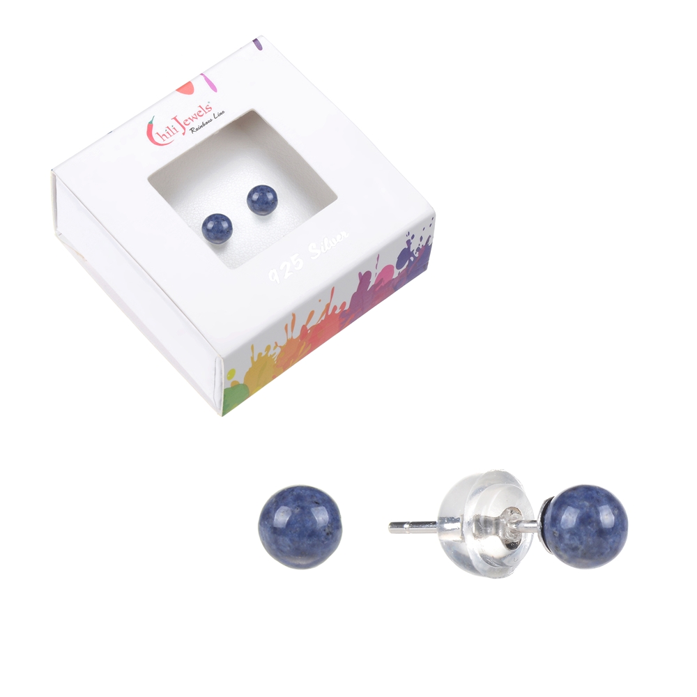 0618345104 Clous d'oreilles Dumortierite, boule, 4mm, rhodié | Marco Schreier