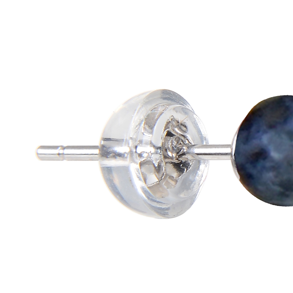 Earstuds Dumortierite, ball, 6mm, rhodiniert | wholesaler gems &amp; healing stones