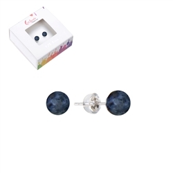 0618345106 Earstud Dumortierite, ball, 6mm, rhodium plated | gems, healing stones & jewelry