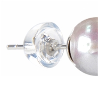 Earstud pearl (bl.), ball, 6mm, rhodium plated