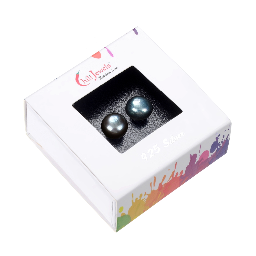 10 paia di orecchini a perno, colori misti, 8 mm, argento | Marco Schreier