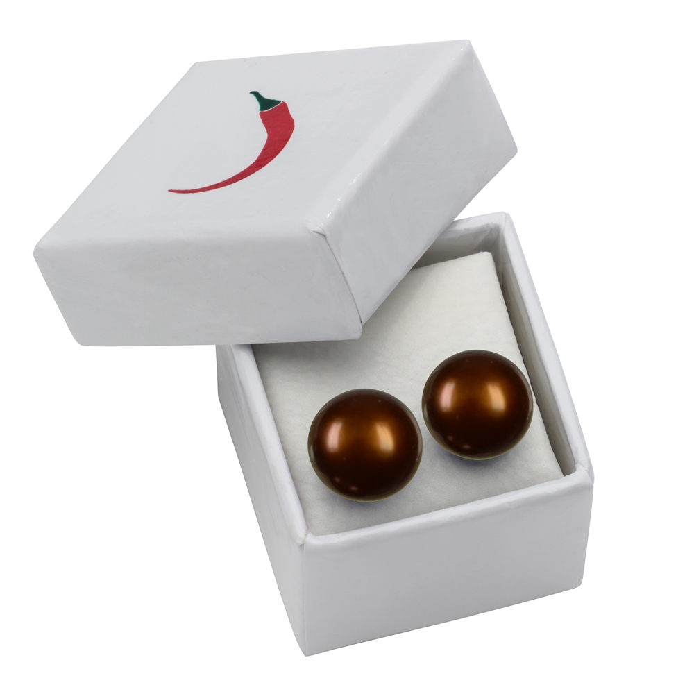 Earstud pearl brown (set), ball, 8mm