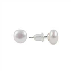 0618445268 Earstud pearl white-pink, button/round, 8mm, rhodium plated, loose | Marco Schreier