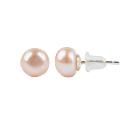 0618445278 Earstud pearl (pink), button/round, 8mm, rhodium plated, loose | Marco Schreier