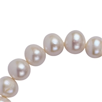 Bracelet, bead (white), 10 - 11mm