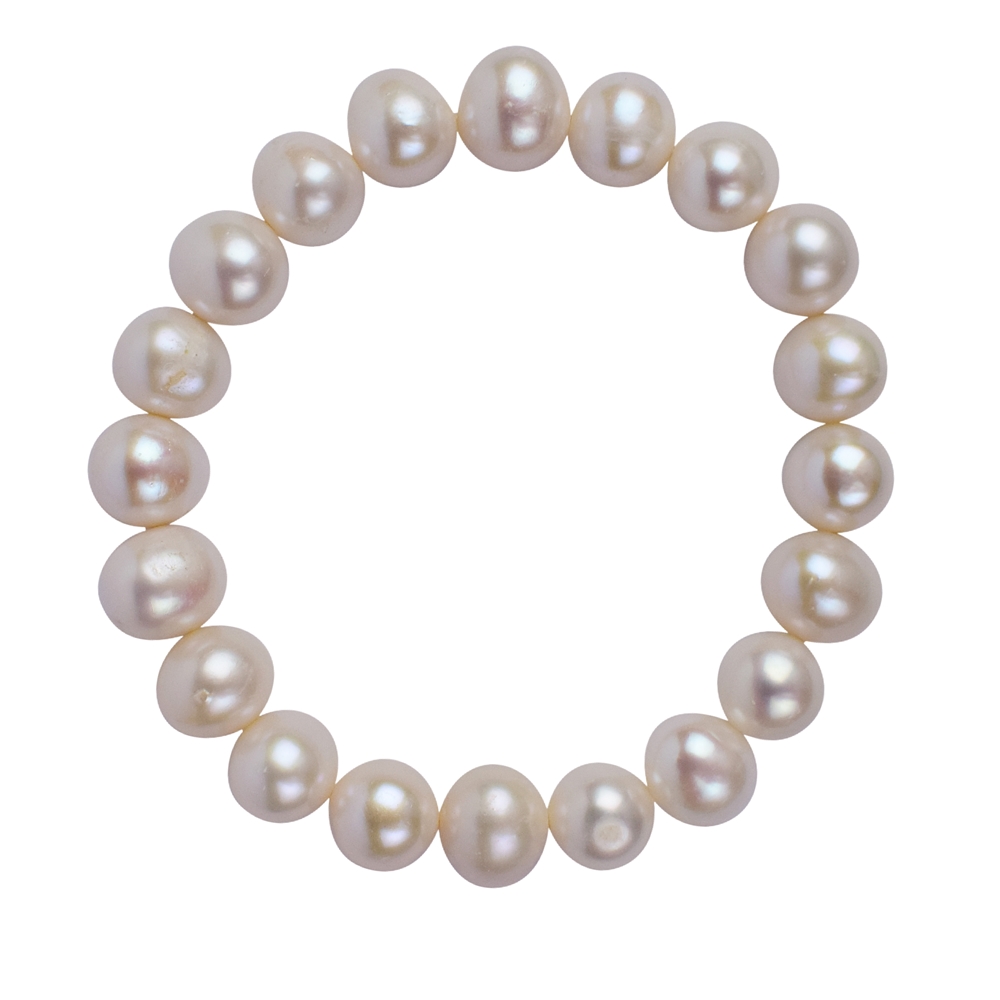 Bracelet, bead (white), 10 - 11mm
