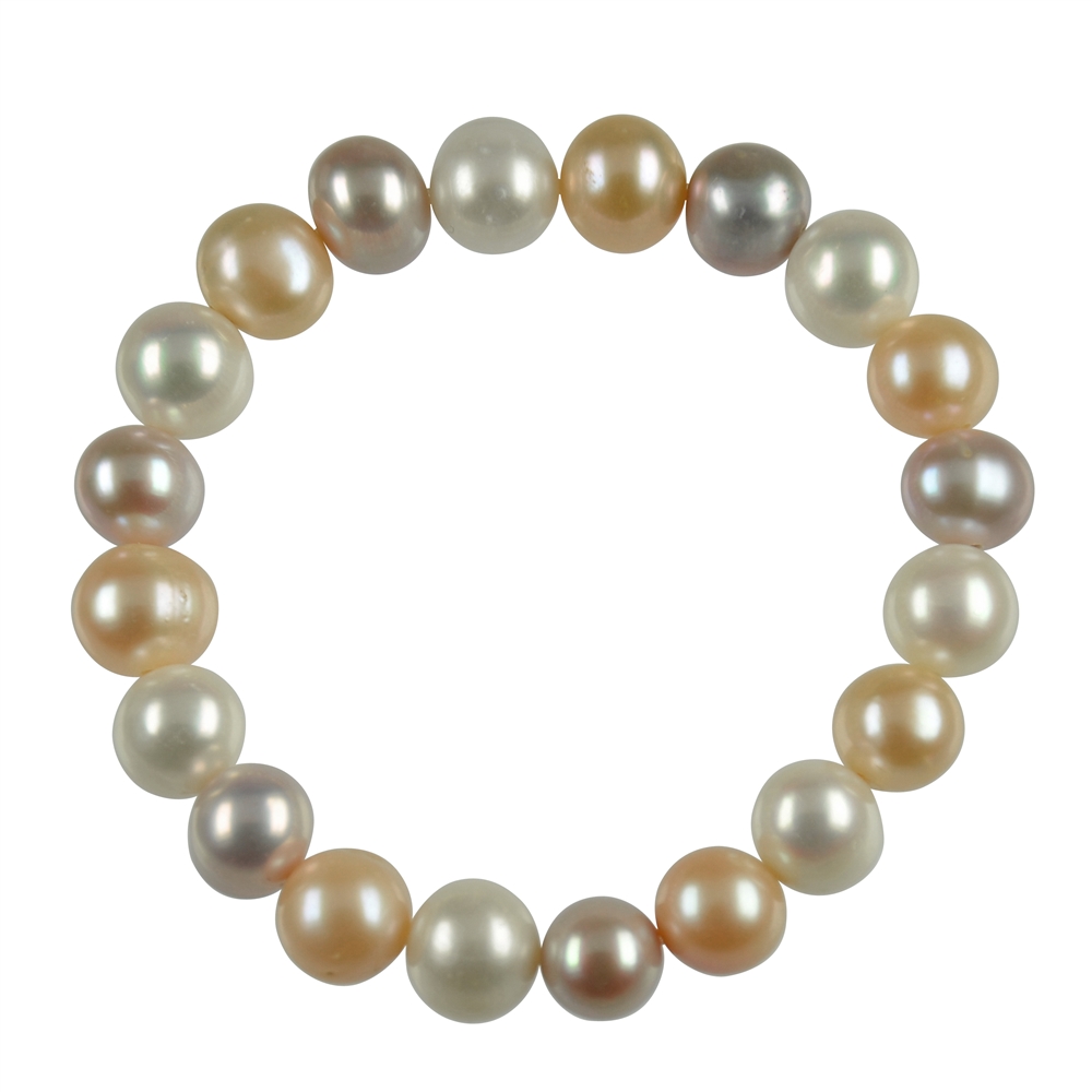 Bracciale di perle bianco/salmone/viola, 19 cm