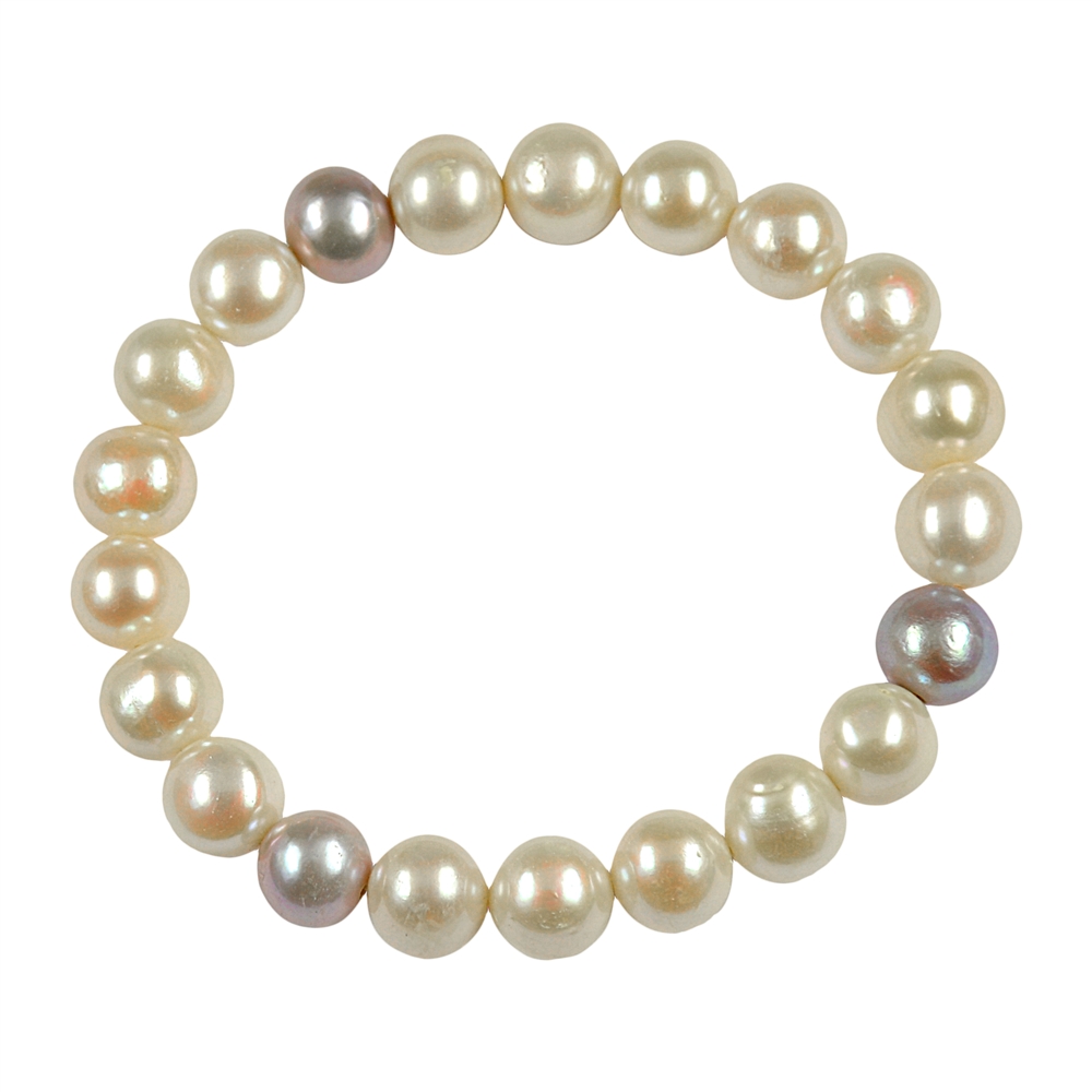 Bracciale di perle bianco/viola, 19 cm