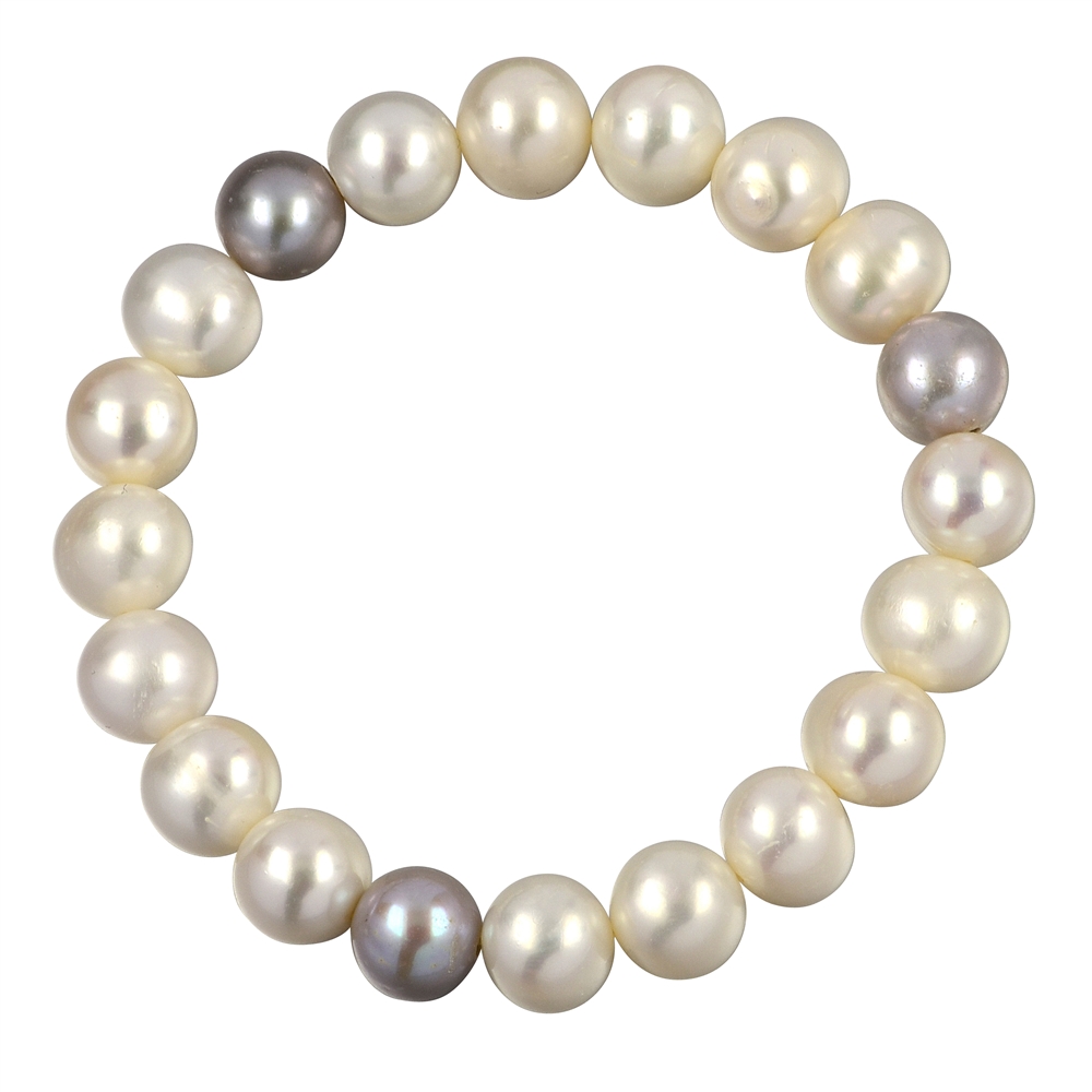 Bracelet pearl white/silver, 19cm