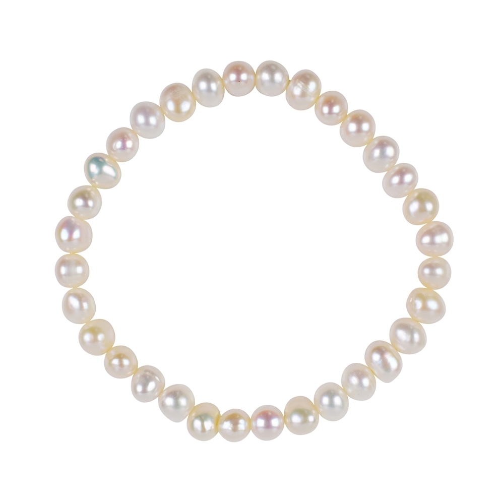 Bracciale, perla (bianca), patata 06-07 mm | grossista gemme e pietre curative