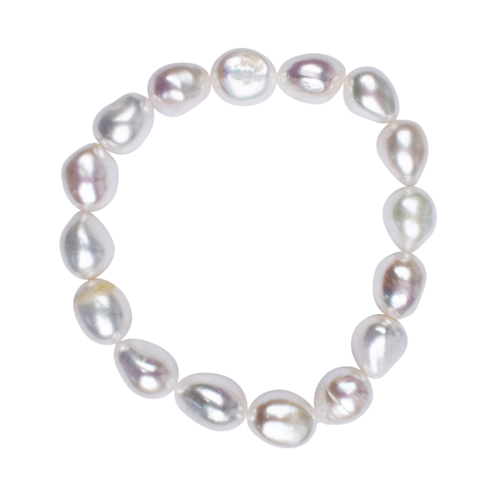 Bracelet, pearl (white), 12mm nuggets (potato)