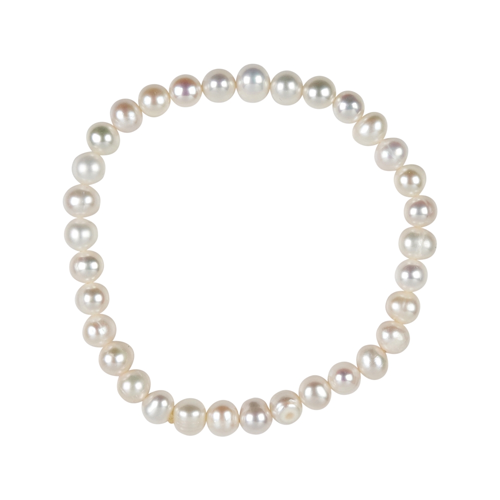 Bracelet, perle (blanche), 06-07mm