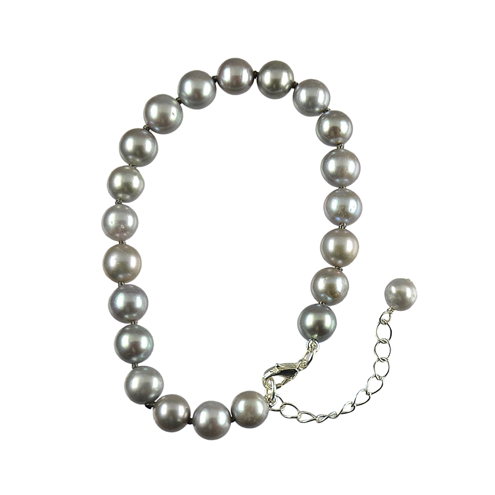 Bracciale perla grigio chiaro/grigio chiaro, 21 cm