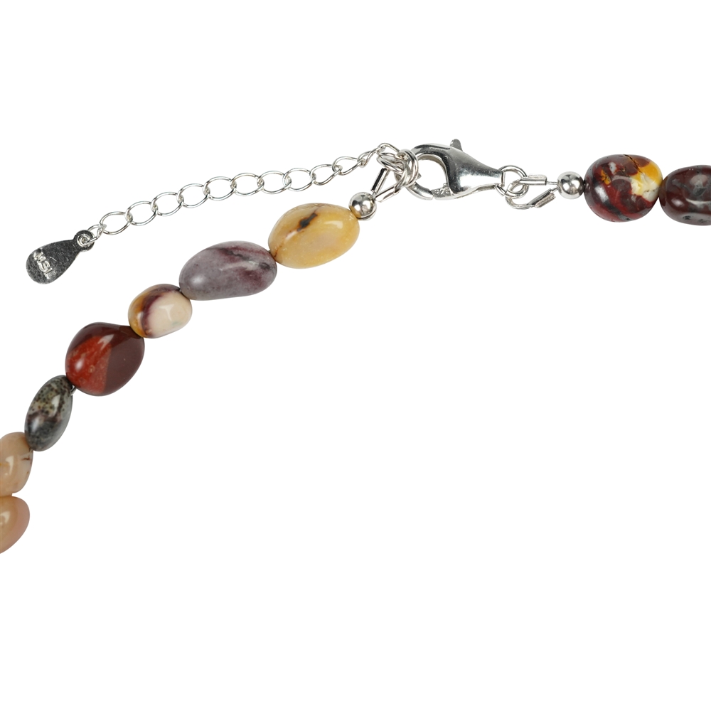 Collana di mookaite, pepite (6 - 8 mm), rodiata, catena di estensione