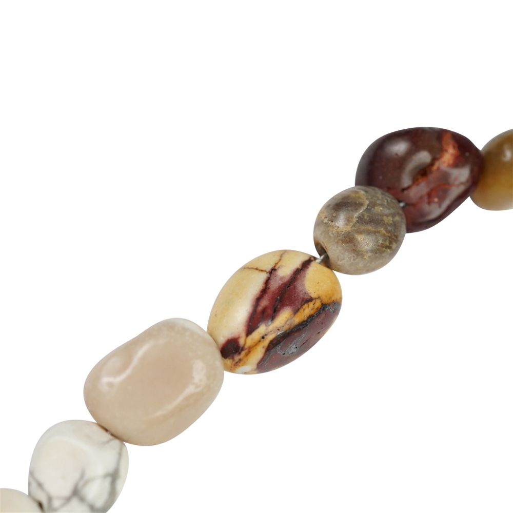 Collana di mookaite, pepite (6 - 8 mm), rodiata, catena di estensione