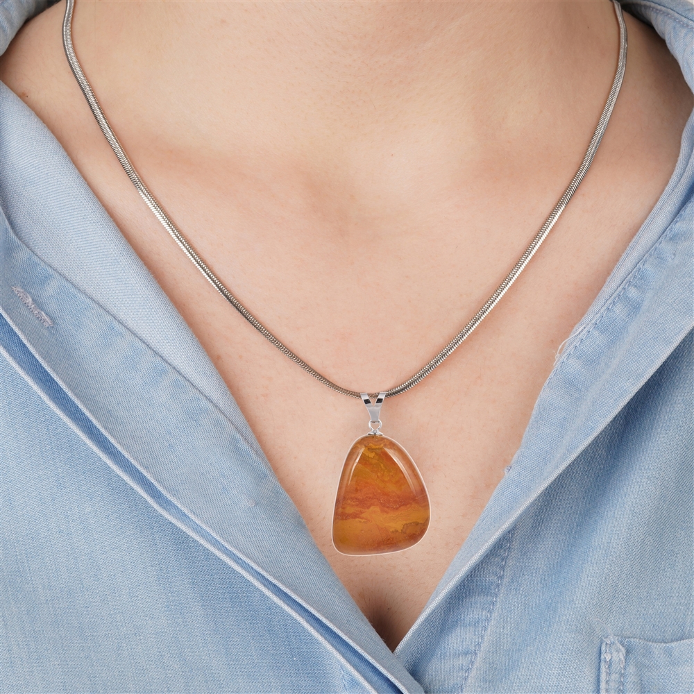 Mookaite pendant, large Tumbled Stone, rhodiniert